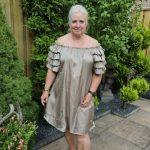 Jurk met pofmouw metallic