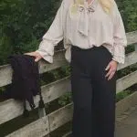 Blouse met strik en ruche mouw