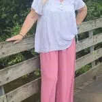 Oud roze wijde broek